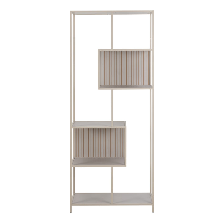 Seaford Tall Grey Metal Bookcase with 5 Shelves - TidySpaces