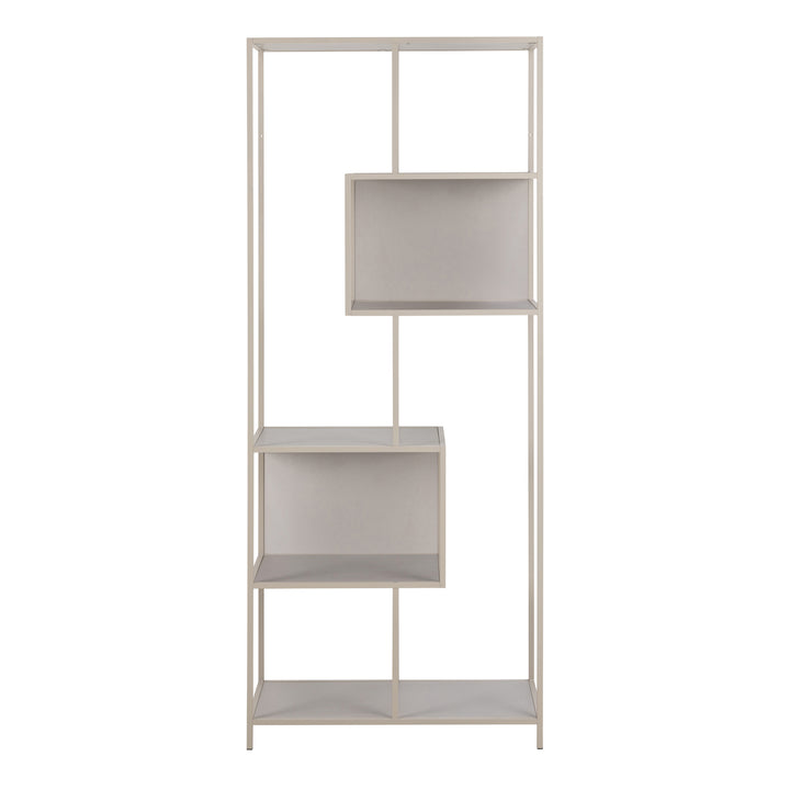 Seaford Tall Grey Metal Bookcase with 5 Shelves - TidySpaces