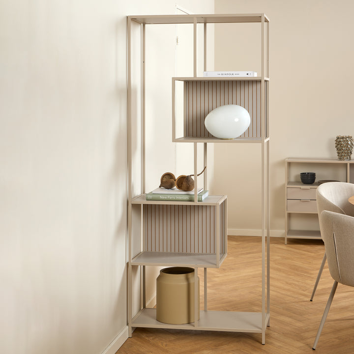 Seaford Tall Grey Metal Bookcase with 5 Shelves - TidySpaces