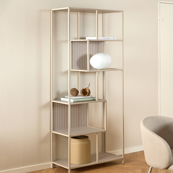Seaford Tall Grey Metal Bookcase with 5 Shelves - TidySpaces