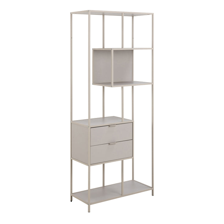 Seaford Tall Grey Metal 2 Drawer Bookcase with 4 Shelves - TidySpaces