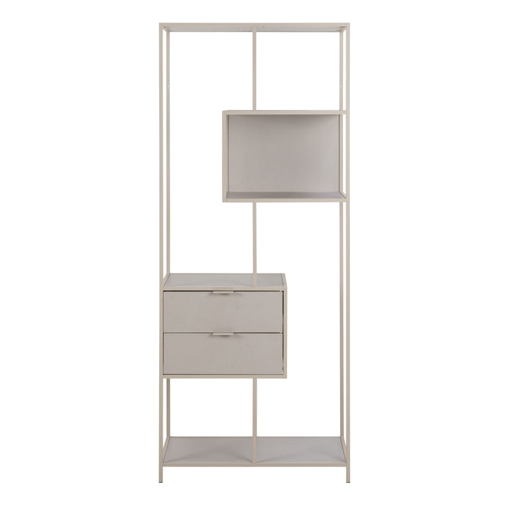 Seaford Tall Grey Metal 2 Drawer Bookcase with 4 Shelves - TidySpaces