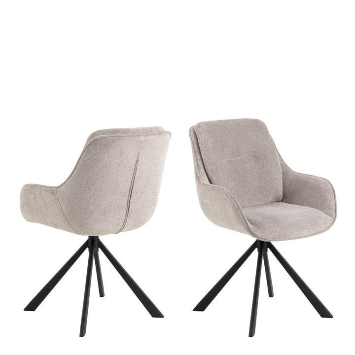Carrie Swivel Dining Chair in Sand Set of 2 - TidySpaces