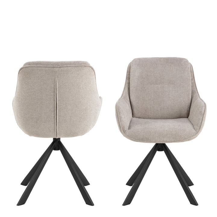 Carrie Swivel Dining Chair in Sand Set of 2 - TidySpaces