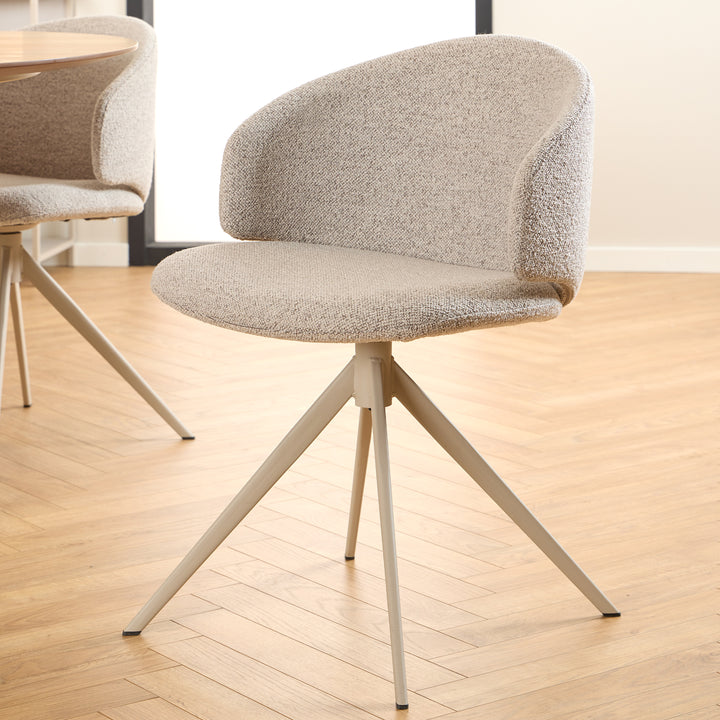 Ella Swivel Beige Dining Chair - TidySpaces