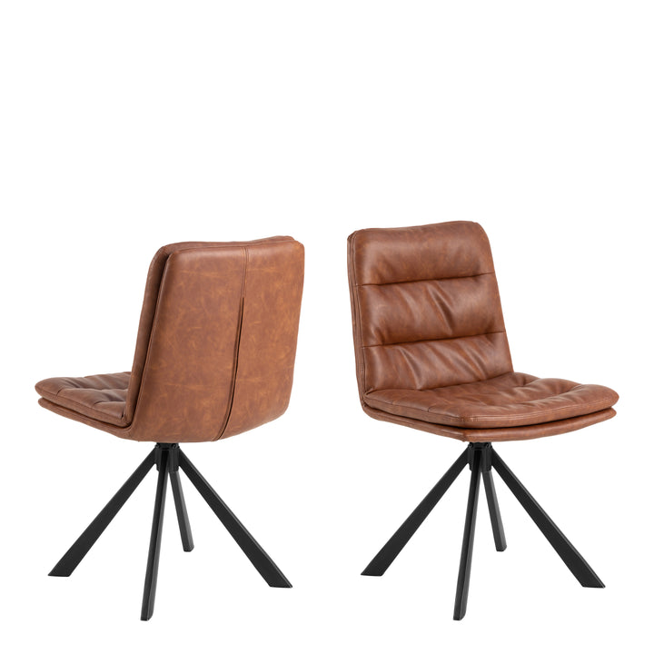 Dean Brandy PU Swivel Dining Chair Set of 2 - TidySpaces