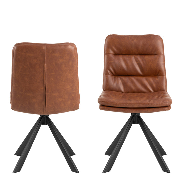 Dean Brandy PU Swivel Dining Chair Set of 2 - TidySpaces