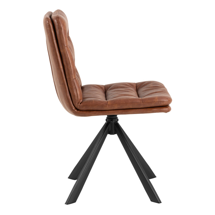 Dean Brandy PU Swivel Dining Chair Set of 2 - TidySpaces