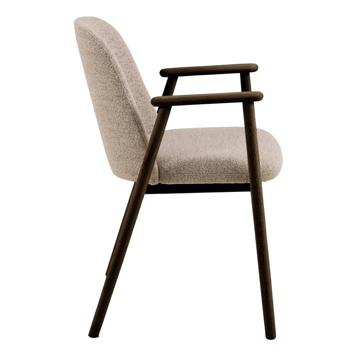 Leo Dining Chairs With Armrest in Monza Fabric Beige Set of 2