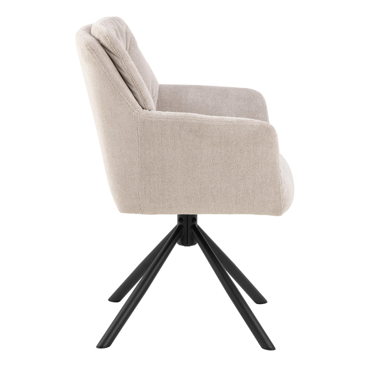 Alonso Swivel Cream Dining Chair with Armrest Set of 2 - TidySpaces