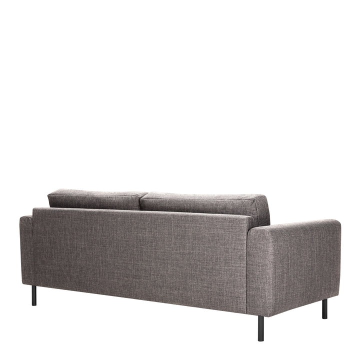 Omaha 3-Seater Sofa in Basel Light Grey Brown Fabric, Base Matt Black Steel
