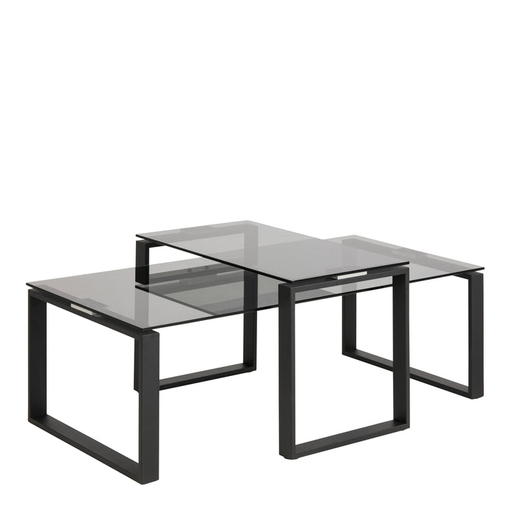 Katrine Coffee Table Set with Smoked Glass Top - TidySpaces