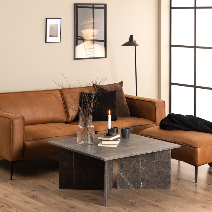 Vega Coffee Table with Marron Marble Top 90cm - TidySpaces