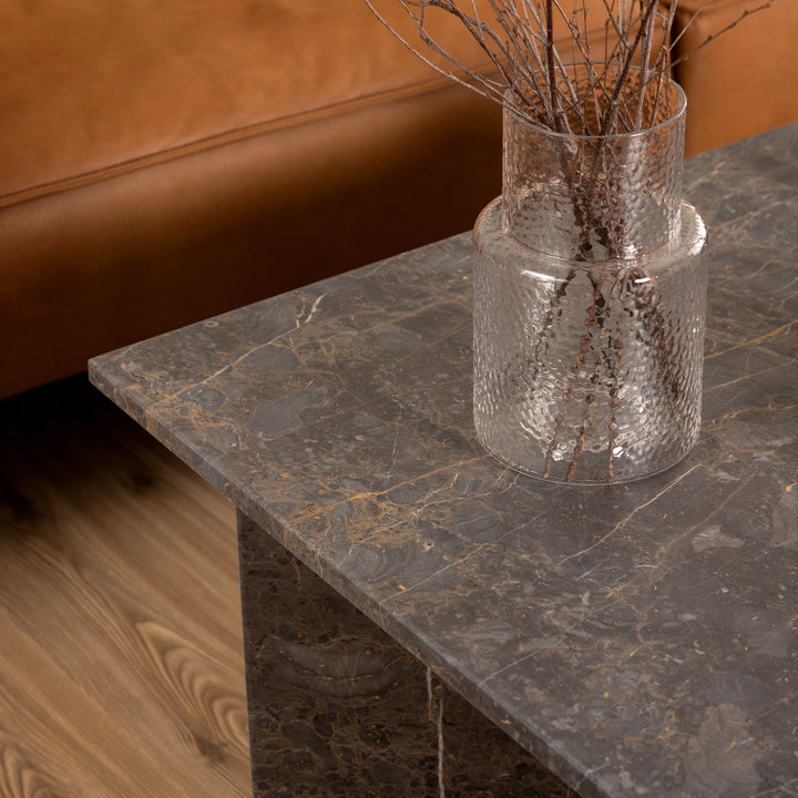 Vega Coffee Table with Marron Marble Top 90cm - TidySpaces