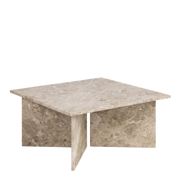 Vega Square Coffee Table in Brown Marble Top 90cm - TidySpaces