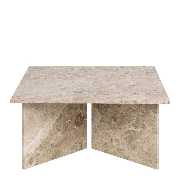 Vega Square Coffee Table in Brown Marble Top 90cm - TidySpaces