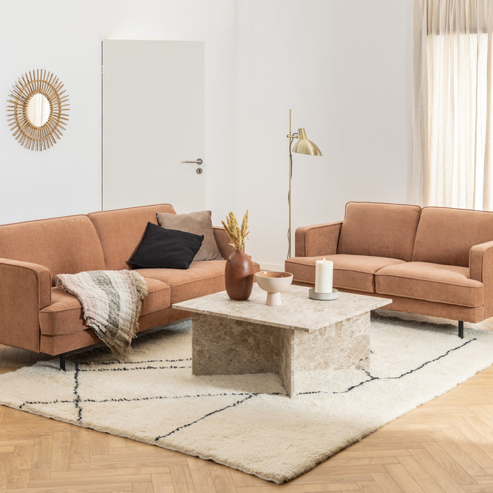 Vega Square Coffee Table in Brown Marble Top 90cm - TidySpaces
