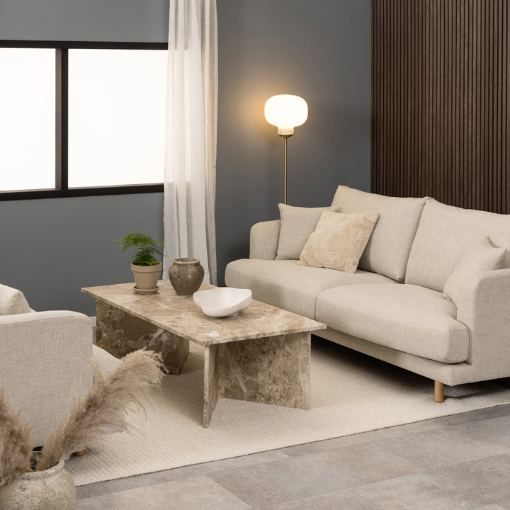 Vega Rectangular Coffee Table in Brown Marble Top 140cm - TidySpaces