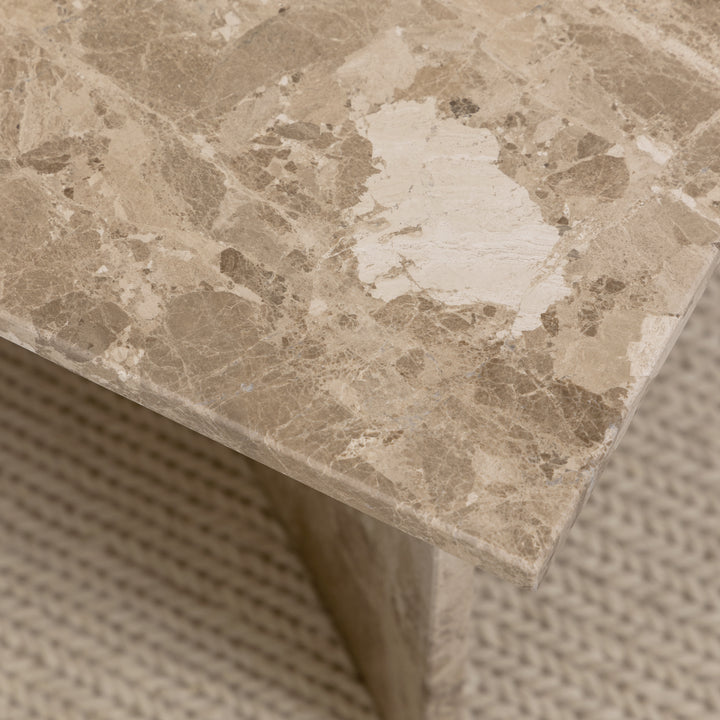 Vega Rectangular Coffee Table in Brown Marble Top 140cm - TidySpaces