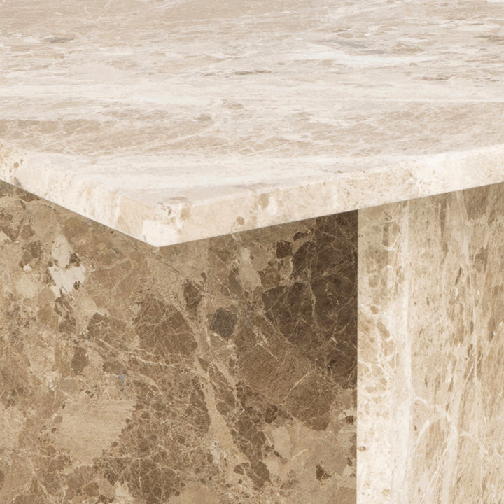 Vega Rectangular Coffee Table in Brown Marble Top 140cm - TidySpaces