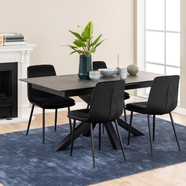 Heaven Extendable Dining Table with Ceramic Black Top 168cm - TidySpaces