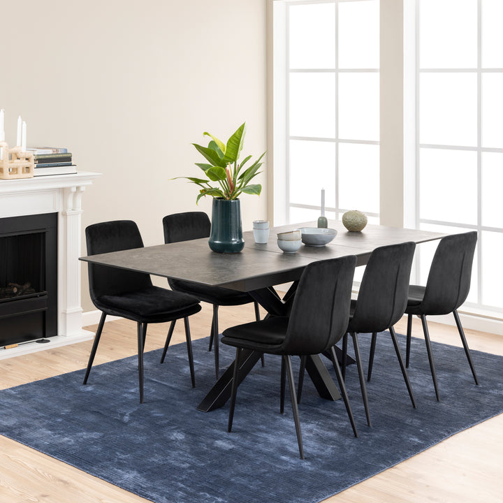Heaven Extendable Dining Table with Ceramic Black Top 168cm - TidySpaces