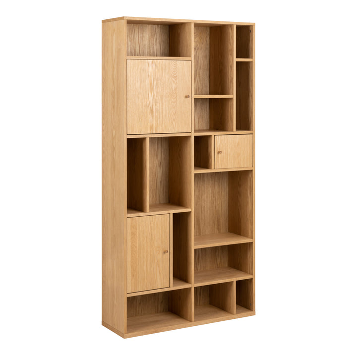 Rangoon 3 Door Large Bookcase in Oak - TidySpaces