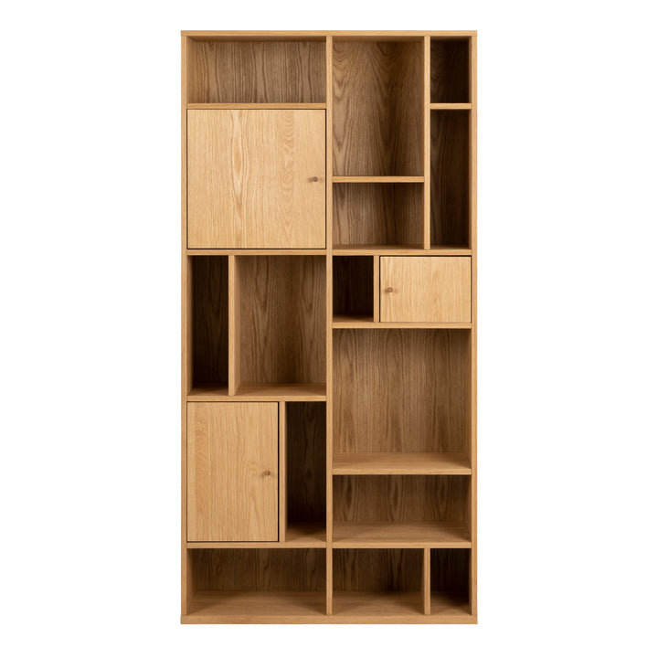 Rangoon 3 Door Large Bookcase in Oak - TidySpaces