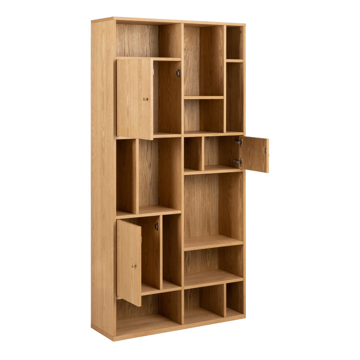 Rangoon 3 Door Large Bookcase in Oak - TidySpaces