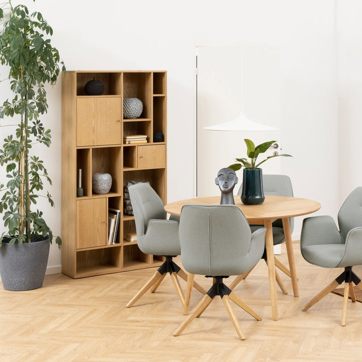 Rangoon 3 Door Large Bookcase in Oak - TidySpaces