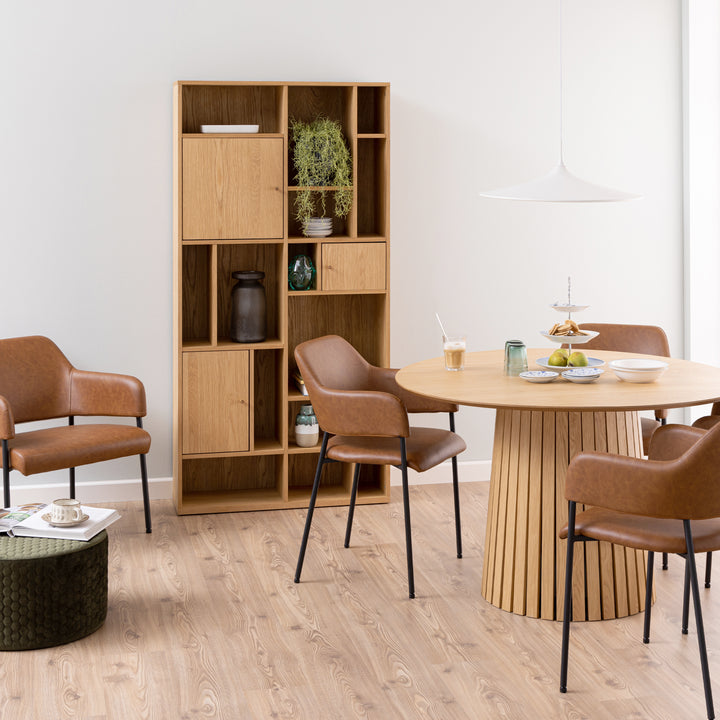 Rangoon 3 Door Large Bookcase in Oak - TidySpaces