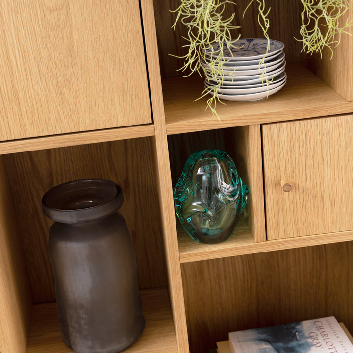 Rangoon 3 Door Large Bookcase in Oak - TidySpaces