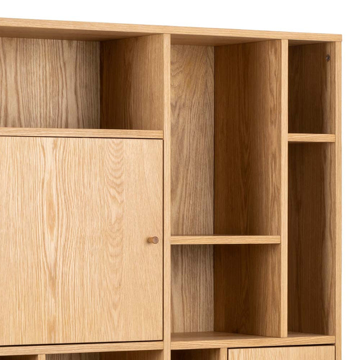Rangoon 3 Door Large Bookcase in Oak - TidySpaces