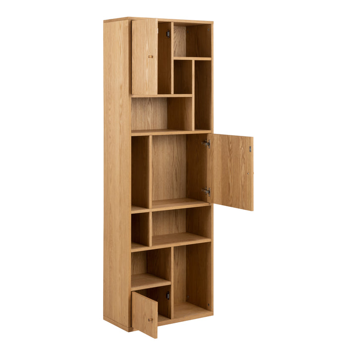 Rangoon 3 Door Bookcase in Oak - TidySpaces