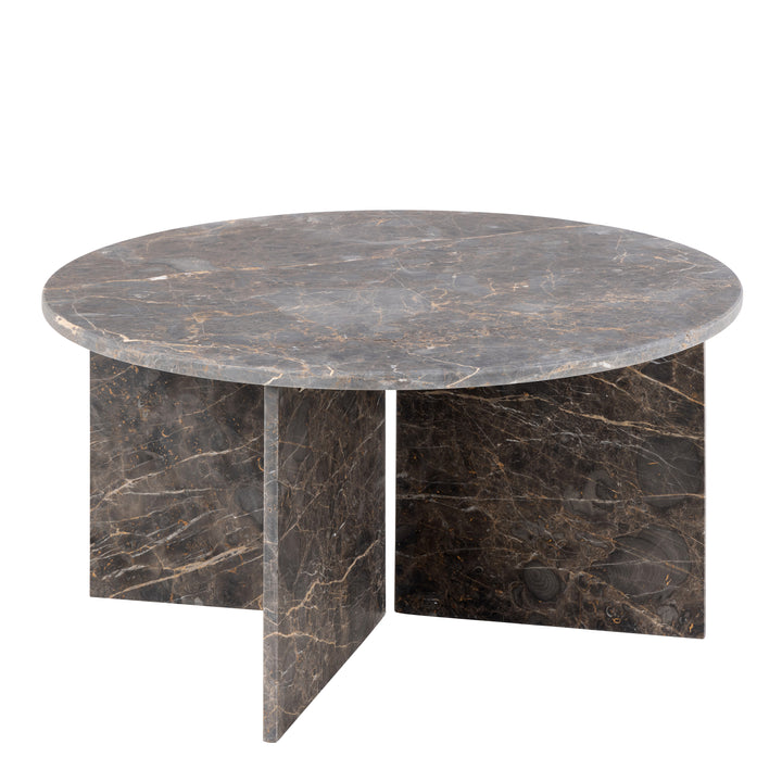Vega Round Coffee Table in Marron Marble 90cm Top - TidySpaces
