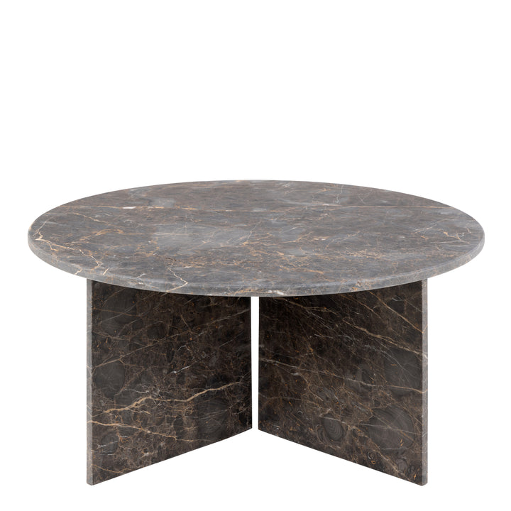 Vega Round Coffee Table in Marron Marble 90cm Top - TidySpaces