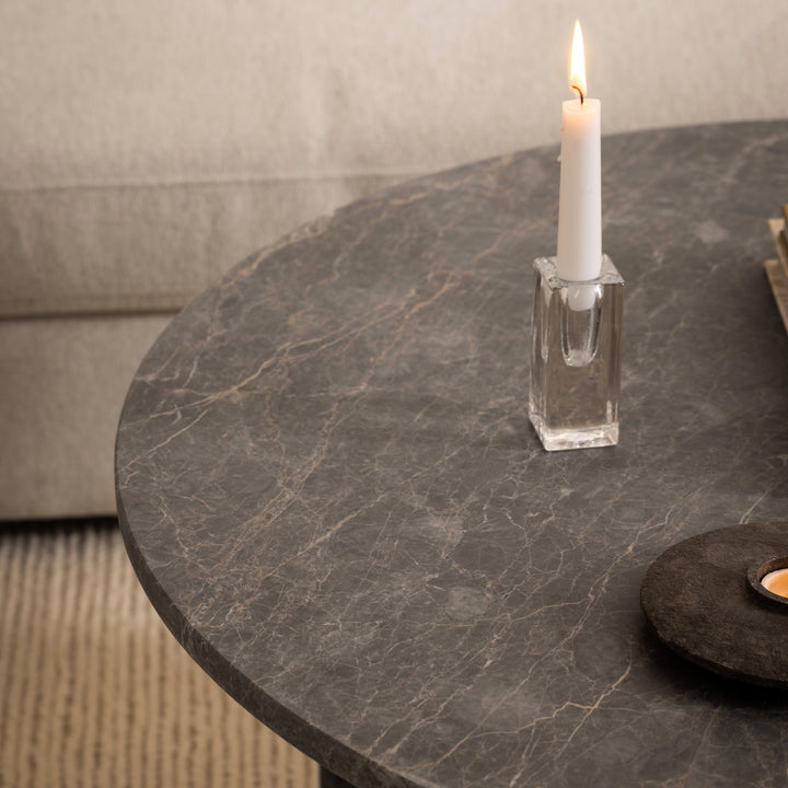 Vega Round Coffee Table in Marron Marble 90cm Top - TidySpaces