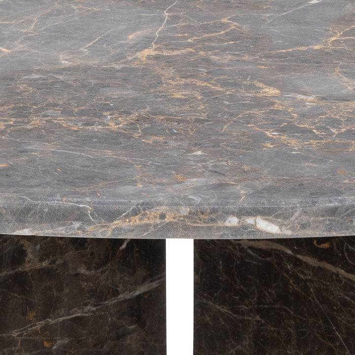 Vega Round Coffee Table in Marron Marble 90cm Top - TidySpaces