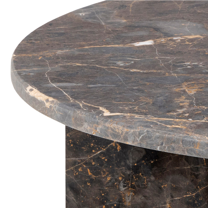 Vega Round Coffee Table in Marron Marble 90cm Top - TidySpaces