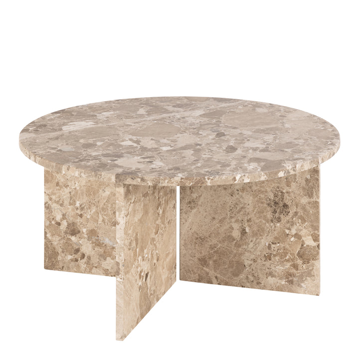 Vega Round Coffee Table in Brown Marble - TidySpaces