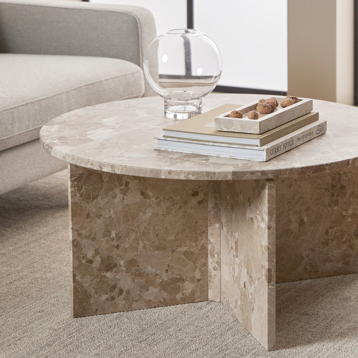 Vega Round Coffee Table in Brown Marble - TidySpaces