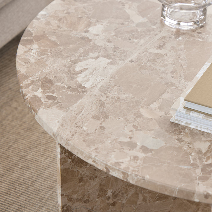Vega Round Coffee Table in Brown Marble - TidySpaces