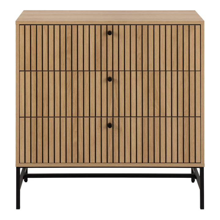 Albany Chest of 3 Drawers in Oak/Black Legs - TidySpaces