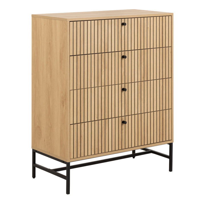 Albany Chest of 4 Drawers in Oak/Black Legs - TidySpaces