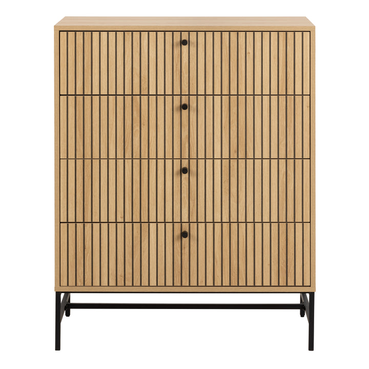 Albany Chest of 4 Drawers in Oak/Black Legs - TidySpaces