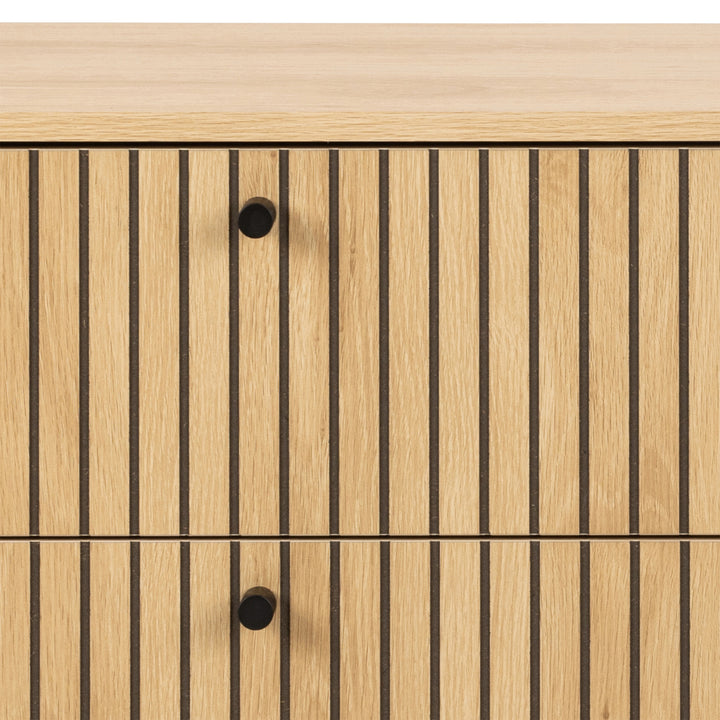 Albany Wide Chest of 6 Drawers in Oak/Black Legs - TidySpaces
