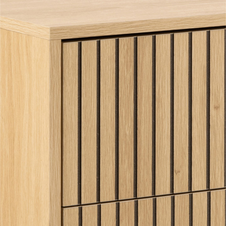 Albany Wide Chest of 6 Drawers in Oak/Black Legs - TidySpaces
