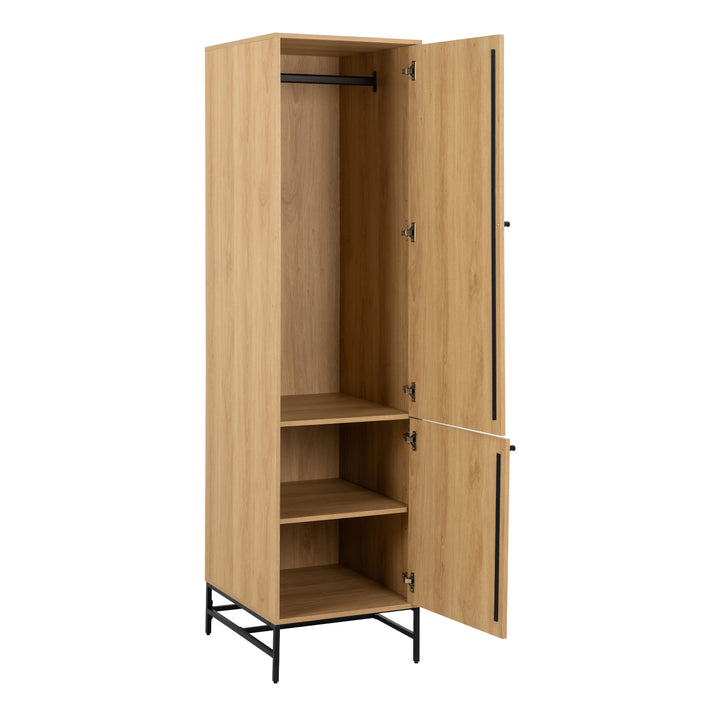 Albany Wardrobe 2 Doors in Oak/Black Legs - TidySpaces