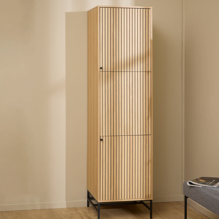 Albany Wardrobe 2 Doors in Oak/Black Legs - TidySpaces