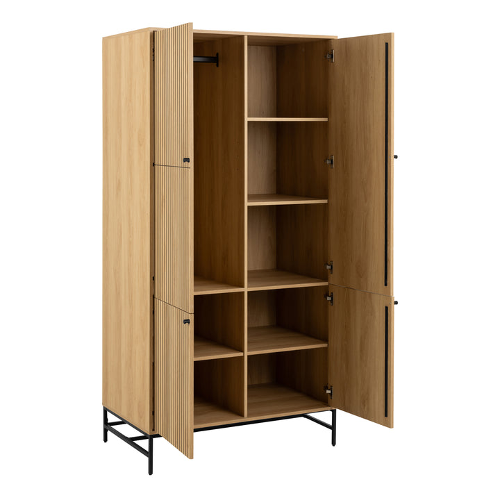 Albany Wardrobe 4 Doors in Black/Oak - TidySpaces
